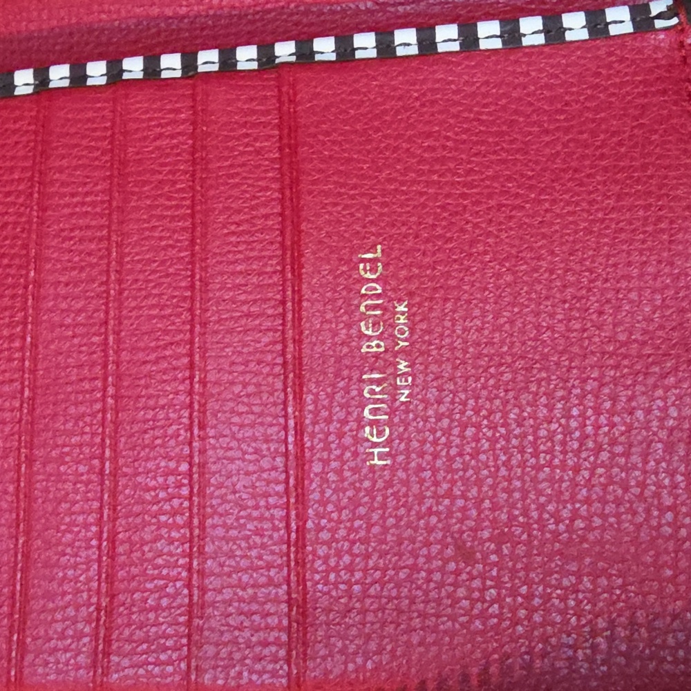 HENRI BENDEL NEW YORK Red Stripe Zip Around Long Wallet - Picture 7 of 13